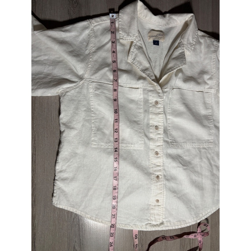 Universal Thread Womens White Linen Blend Short Sleeve Button Down Shirt Size M - Picture 6 of 6